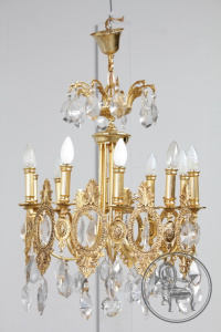 картинка Старинная люстра из бронзы с хрусталем салоне старинных вещей "Шебби" являющийся официальным дистрибьютором в России и Беларуси