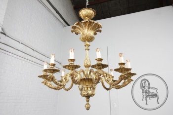 Антикварная бронзовая люстра большого размера в стиле Людовика XV код. BE4165186