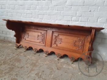 Антикварная дубовая вешалка с бронзовыми крючками код. BE4097726