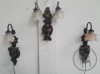 Старинные бра (3 шт.) в виде ангелочков со стеклянными плафонами код. BE4126293