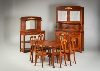 Антикварный комплект мебели для столовой из красного дерева в стиле модерн код. RM4148568