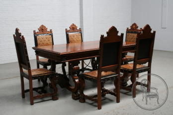 Старинный стол и стулья (6 шт.) код. BE5855
