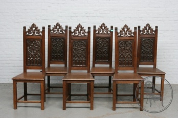 Антикварный набор стульев с резными спинками код. BE4097217