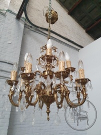 Старинная бронзовая люстра с подвесками код. BE4120555