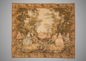 картинка Старинный гобелен (шпалера) в стиле «галантных празднеств» салоне старинных вещей "Шебби" являющийся официальным дистрибьютором в России и Беларуси