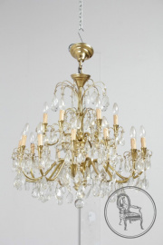 Антикварная люстра из бронзы с хрусталем на много рожков код. BE6176