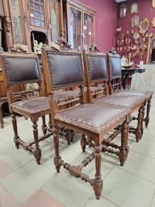 Антикварные стулья (6 шт.) с обивкой из натуральной кожи код.&nbsp;FN54