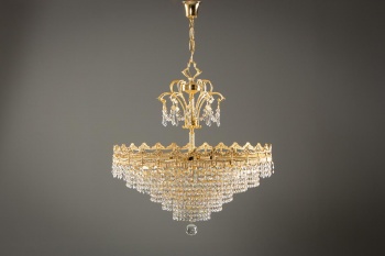 Старинная люстра с латунным корпусом и каскадом подвесок из хрусталя в стиле Ампир код.&nbsp;RM4109774