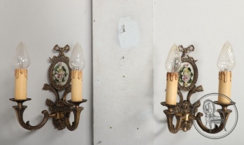 Антикварные бронзовые бра с фарфоровыми медальонами код. BE4097450