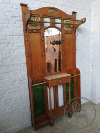 Антикварная вешалка для холла с зеркалом и декором из плитки код. BE106956