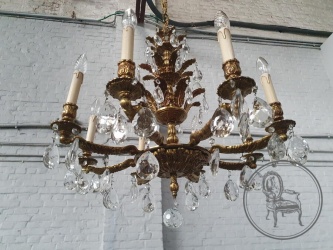 Старинная бронзовая люстра с подвесками и двумя бра код. BE4124383