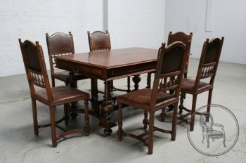 Антикварный стол и стулья (6 шт.) код. BE6212