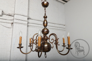 картинка Антикварная люстра в фламандском стиле на 6 рожков салоне старинных вещей "Шебби" являющийся официальным дистрибьютором в России и Беларуси
