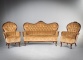 Старинный комплект: диван и кресла (2 шт.) с каретной стяжкой и деревянными резными элементами код. RM4165712 фото 1