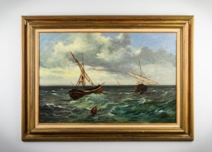 картинка Старинная картина на морскую тематику салоне старинных вещей "Шебби" являющийся официальным дистрибьютором в России и Беларуси