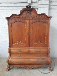 Антикварный голландский шкаф из красного дерева в стиле Чиппендейл код. BE4161614