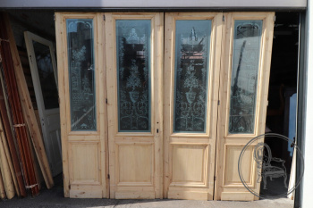 Антикварные двери с гравировкой на стекле код. BE107286