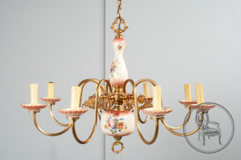 Старинная фламандская люстра из фарфора с латунью код. BE6836