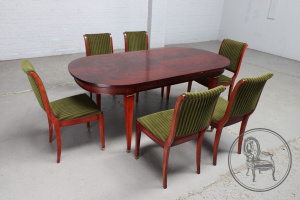 картинка Старинный стол и стулья (6 шт.) из красного дерева в стиле ампир салоне старинных вещей "Шебби" являющийся официальным дистрибьютором в России и Беларуси