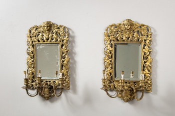 Комплект антикварных латунных настенных бра с зеркалом (2 шт.) код. RM4106424