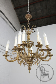 Старинная бронзовая люстра с фигурками путти код. BE107114