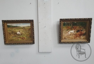 картинка Пара антикварных картин в охотничьем стиле салоне старинных вещей "Шебби" являющийся официальным дистрибьютором в России и Беларуси