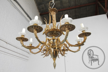 Старинная люстра из бронзы с посеребрением с фигурами путти код. BE107246