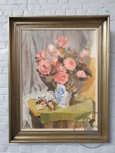 картинка Старинная картина с изображением букета роз салоне старинных вещей "Шебби" являющийся официальным дистрибьютором в России и Беларуси