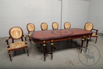 Старинный комплект для столовой в стиле ампир из красного дерева с бронзовыми элементами код. BE107012