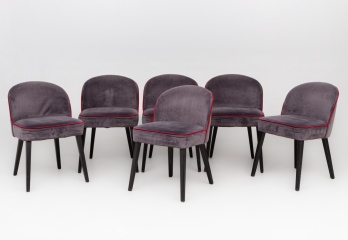 Старинные стулья (6 шт.) в бархатной обивке цвета баклажана код. RM4100501