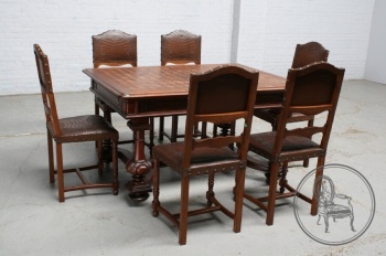 Антикварный набор для столовой (стол, 6 стульев) код. BE4097134