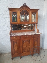 Антикварный ореховый буфет с отделкой маркетри и мраморной столешницей код. BE4149926