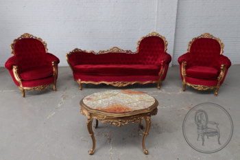 Старинный комплект мягкой мебели со столиком из оникса код. BE107310