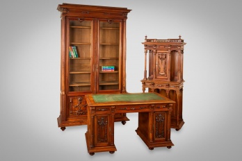 Антикварный комплект из ореха для рабочего кабинета код. RM4101696