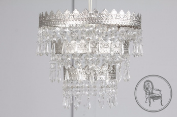 Старинная латунная трехъярусная люстра со стеклянными подвесками код. BE6688