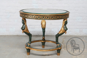 картинка Старинный столик в стиле Ампир с ножками в виде женских фигур салоне старинных вещей "Шебби" являющийся официальным дистрибьютором в России и Беларуси