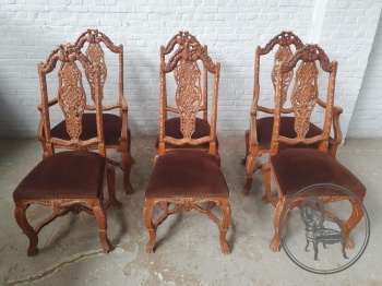 Антикварный набор стульев (6 шт.) с резными спинками код.&nbsp;BE4165860