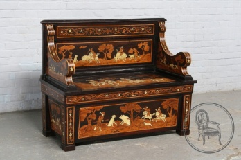 Антикварная скамья для холла из палисандра, декорированная в технике маркетри код. BE4096974