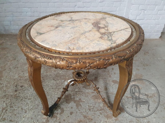 Старинный бронзовый столик с мраморной столешницей код. BE106952