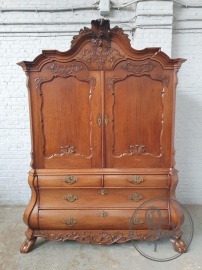 Антикварный голландский шкаф из красного дерева в стиле Чиппендейл код. BE4161614