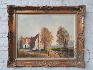 картинка Старинная картина в резной раме салоне старинных вещей "Шебби" являющийся официальным дистрибьютором в России и Беларуси