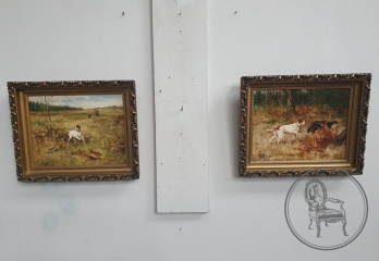 Пара антикварных картин в охотничьем стиле код. BE4097724