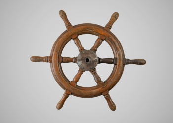 Антикварный шестиспицевый корабельный штурвал из тика код.&nbsp;RM4166072