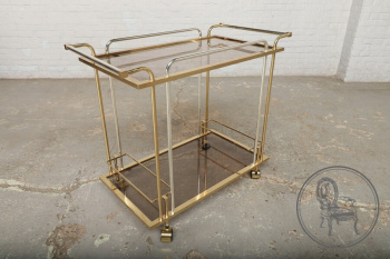 Старинный сервировочный столик из стекла и латуни код. BE63622