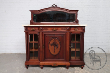 Антикварный комод из красного дерева с зеркалом и мрамором код. BE107694