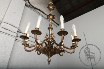 Старинная бронзовая люстра с путти код. BE75025