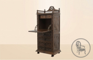 картинка Антикварный секретер салоне старинных вещей "Шебби" являющийся официальным дистрибьютором в России и Беларуси