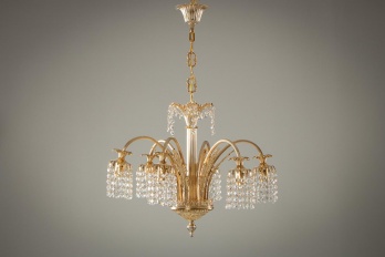 Старинная хрустальная люстра с латунными рожками код. RM4125628