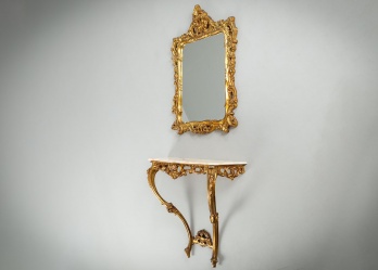 Антикварная итальянская позолоченная консоль с мрамором код. RM4165310