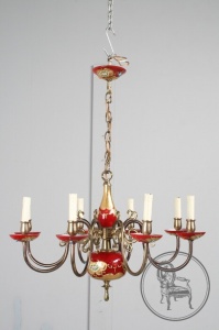 картинка Старинная люстра из муранского стекла с позолотой и лепниной салоне старинных вещей "Шебби" являющийся официальным дистрибьютором в России и Беларуси